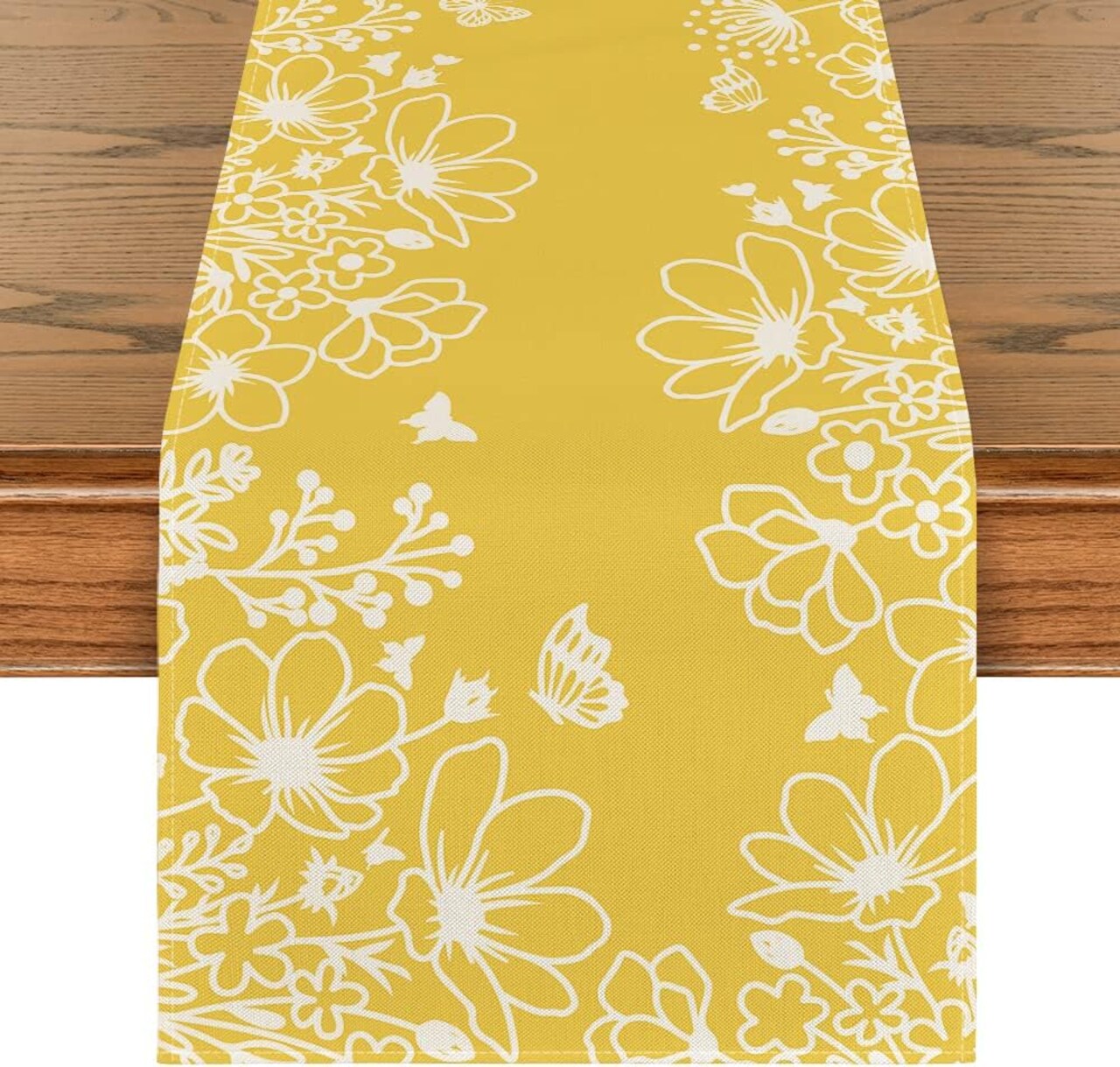 Bloom Flowers & Butterfly Table Runner – Seasonal Spring & Holiday Décor for Dining & Kitchen
